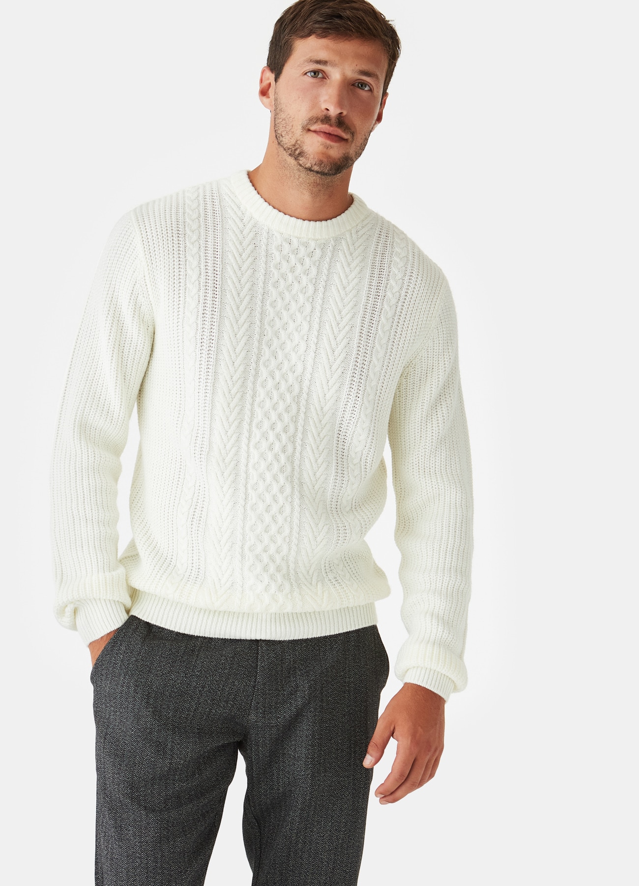 maglione treccia Bianco lana - Acquista Online | Calliope